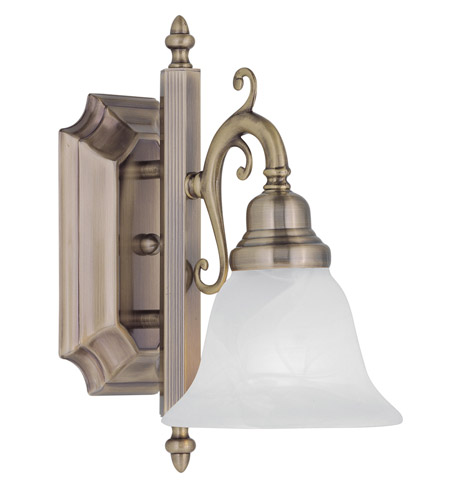 Livex 1281-01 1 Light Bath Light, Antique Brass