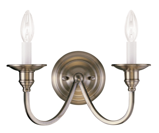 Livex 5142-01 2 Light Wall Sconce In Antique Brass
