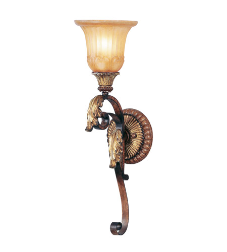 Livex 8581-63 1 Light Wall Sconce In Verona Bronze With Aged Gold Leaf Accents