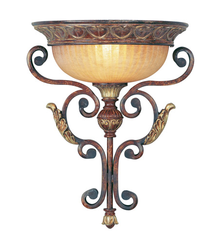 Livex 8580-63 1 Light Wall Sconce In Verona Bronze With Aged Gold Leaf Accents