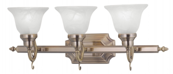 Livex 1283-01 3 Light Bath Light In Antique Brass