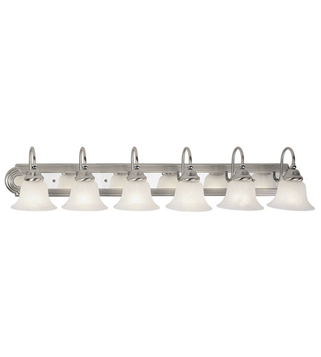 Livex 1006-95 6 Light Bath Light In Brushed Nickel With Chrome Insert