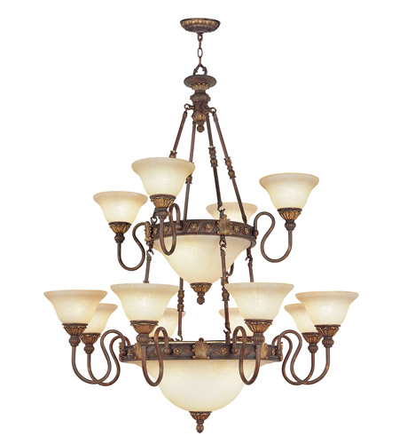 Livex 8608-30 8 Light Chandelier In Crackled Greek Bronze With Aged Gold Accents