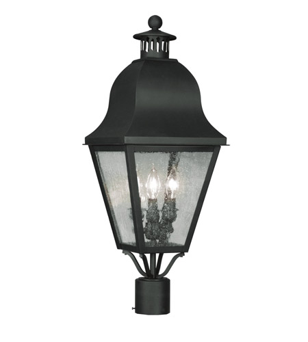 2556-04 Amwell 3 Light Outdoor Post Head In Black