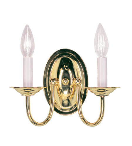 4152-02 Home Basics 2 Light Wall Sconce In Polished Brass
