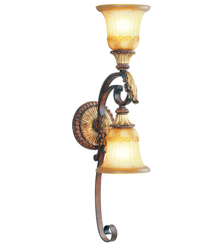 8572-63 Villa Verona 2 Light Wall Sconce In Verona Bronze With Aged Gold Leaf Accents
