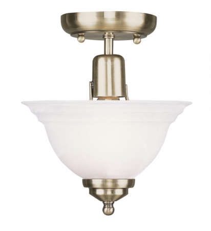 Livex 4250-01 1 Light Semi-flush Ceiling Fixture Antique Brass