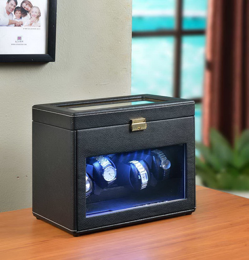 W1232black Parker 4 Watch Winder And 6 Watch Box With Led