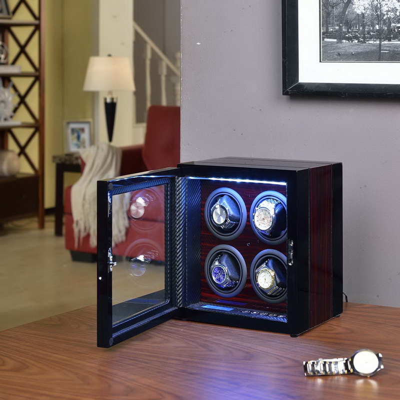 W1233black Danny 4 Watch Winder With Led