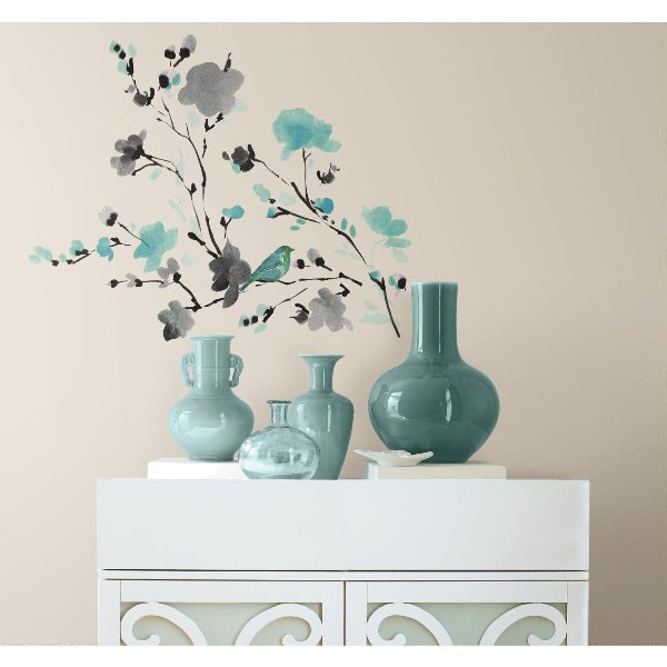 Blossom Watercolor Bird Branch Peel And Stick Wall Decals