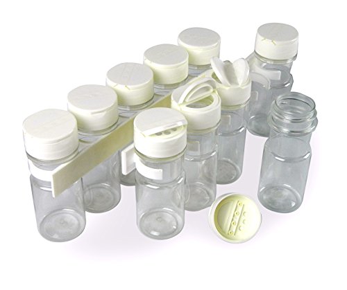 616639331899 10-pack 4 Clear Spice Bottle Set With Organizer