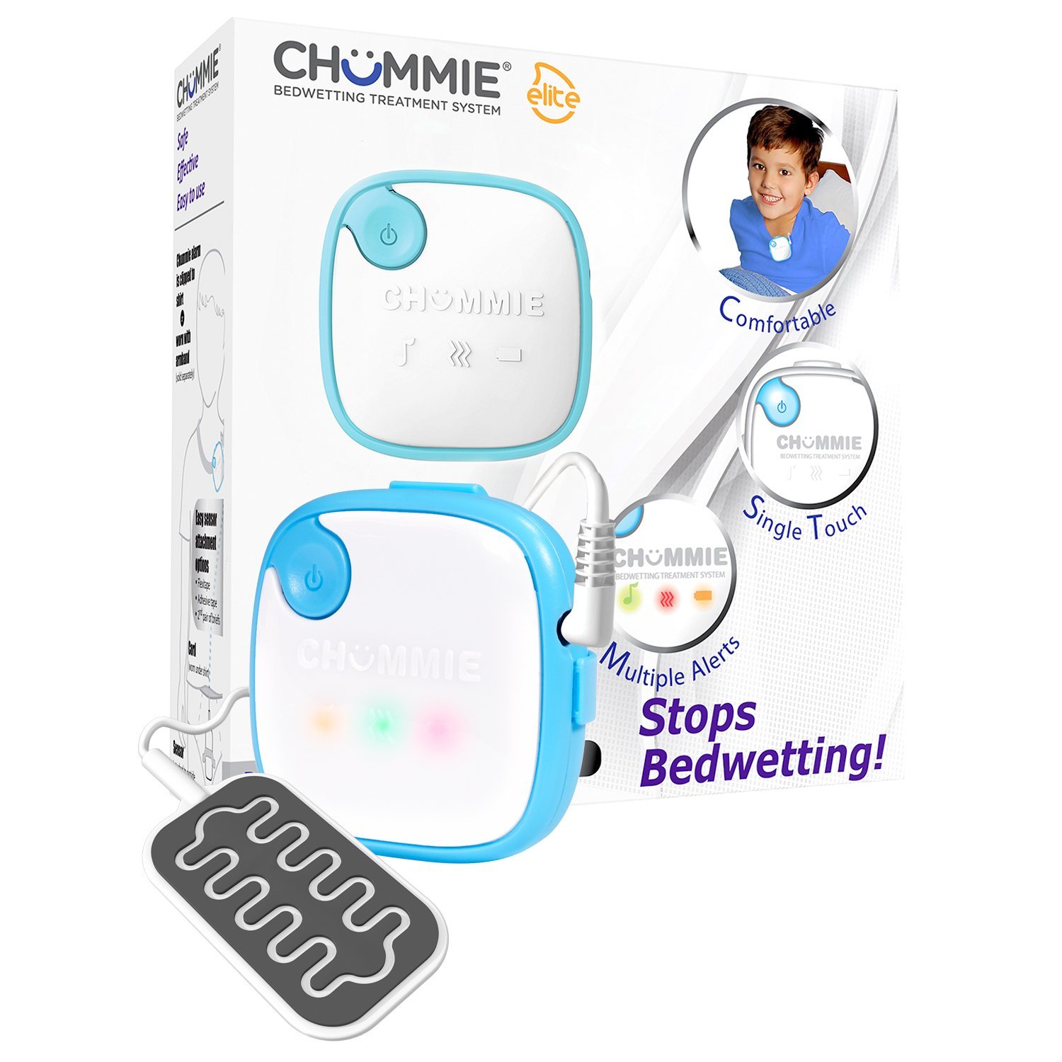Chummie Elite Bedwetting Alarm For Children And Deep Sleepers  Award Winning Bedwetting Alarm System With Loud Sounds And Strong Vibrations Blue