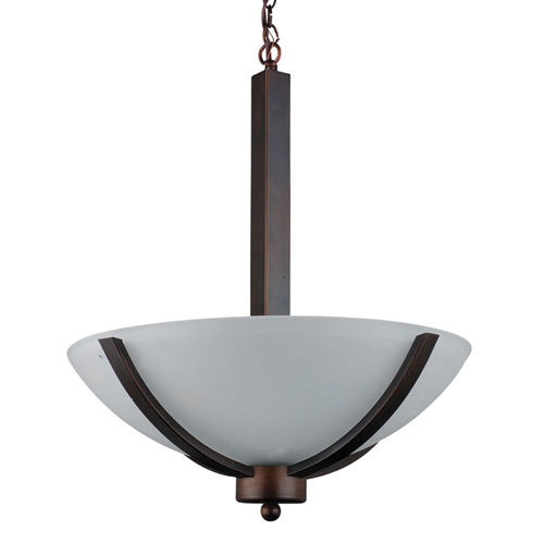 107-3b-16awcf 3 Light Bowl Chandelier In Coffee Finish With Acid Wash Glass