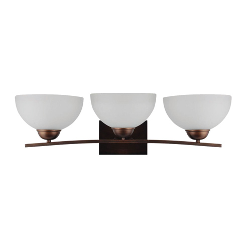 107-3v-awcf 3 Light Bathroom Vanity In Coffee Finish With White Glass