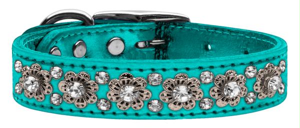 Mirage Pet Products 83-30 22TQM Metallic Fancy Jewel Leather Metallic Turquoise 22