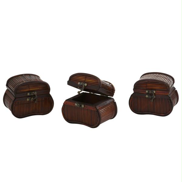 0544-s3 Bamboo Chests - Set Of 3