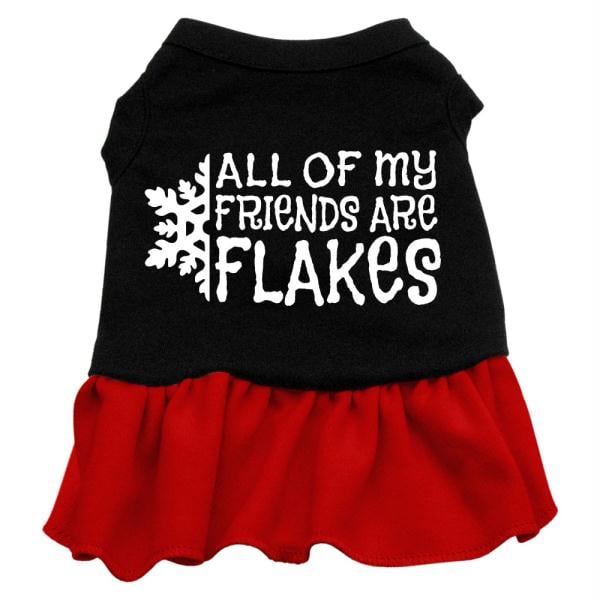 All My Friends Are Flakes Screen Print Dress Black With Red Xl - 16