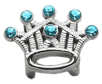 10-12 38tq .37 In. Slider Crystal Crown Charm Turquoise