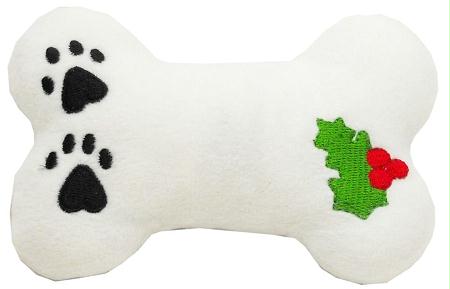 40-03 Bn Plush Christmas Dog Toy With Squeaker Holly Bone