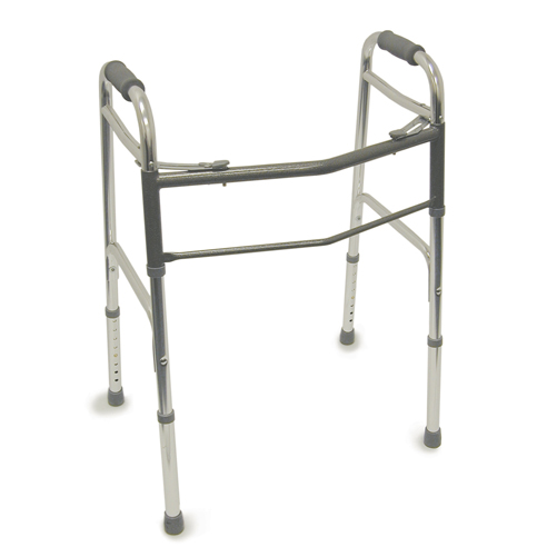 802-1044-0600 Two-button Release Aluminum Folding Walker With Rubber Tips, Silver