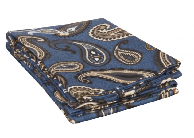 Flasdpc Panb Cotton Flannel Standard Pillowcase Set Paisley, Navy Blue