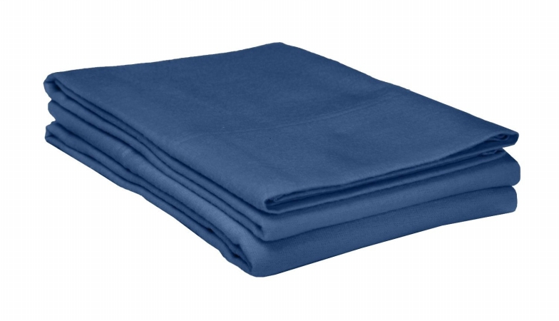 Flasdpc Slnb Cotton Flannel Standard Pillowcase Set Solid, Navy Blue