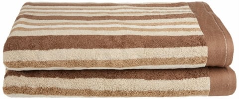 St Bsheet Ch Collection Luxurious Stripes 100% Cotton 2-piece Bath Sheet Set-chocolate
