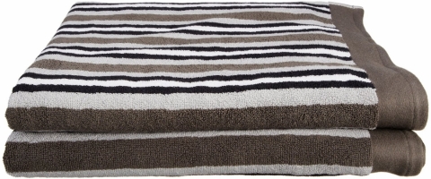 St Bsheet Cl Collection Luxurious Stripes 100% Cotton 2-piece Bath Sheet Set-charcoal
