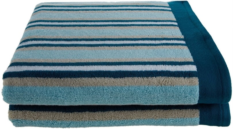 St Bsheet Se Collection Luxurious Stripes 100% Cotton 2-piece Bath Sheet Set-seafoam