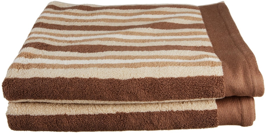 St Btowel Ch Collection Luxurious Stripes 100% Cotton 2-piece Bath Towel Set-chocolate