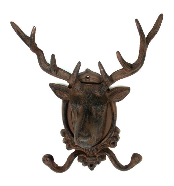 0170s-01648x Flawed Cast Iron Elk Deer Head Wall Hook Closeout