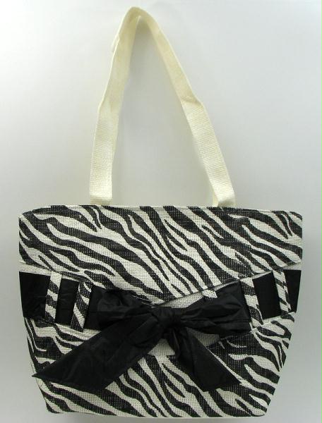 049-43066 Zebra Print Straw Bag