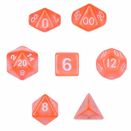 Bry Belly Gdic-1114 7 Die Polyhedral Set In Velvet Pouch-translucent Orange