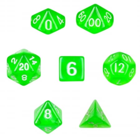 Bry Belly Gdic-1112 7 Die Polyhedral Dice Set In Velvet Pouch- Translucent Green
