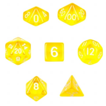 Bry Belly Gdic-1113 7 Die Polyhedral Set In Velvet Pouch-translucent Yellow