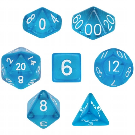 Bry Belly Gdic-1107 7 Die Polyhedral Dice Set In Velvet Pouch- Translucent Blue