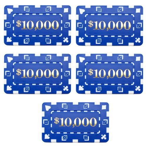 Cpdp-$10000 5 5 Denominated Poker Plaques Blue $10,000