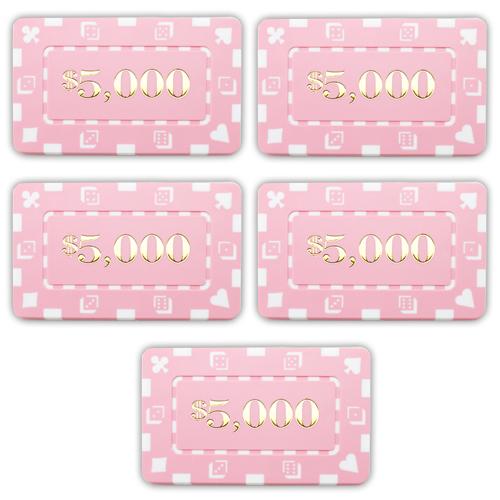 Bry Belly Cpdp-$5000 5 5 Denominated Poker Plaques Pink $5,000