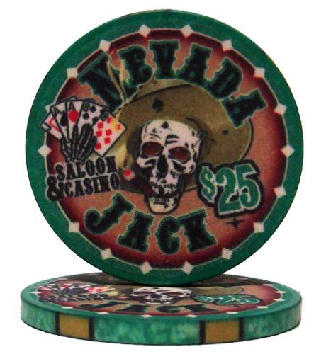 Bry Belly Cpnj-$25 25 Roll Of 25 - $25 Nevada Jack 10 Gram Ceramic Poker Chip