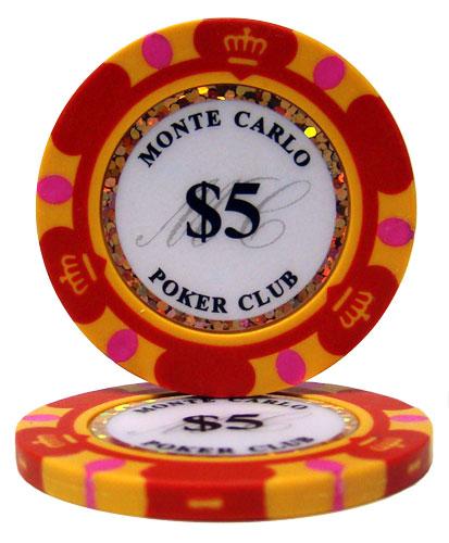 Bry Belly Cpmc-$5 25 Roll Of 25 - $5 Monte Carlo 14 Gram Poker Chips