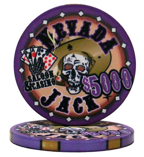 Bry Belly Cpnj-$5000 25 Roll Of 25 - $5000 Nevada Jack 10 Gram Ceramic Poker Chip