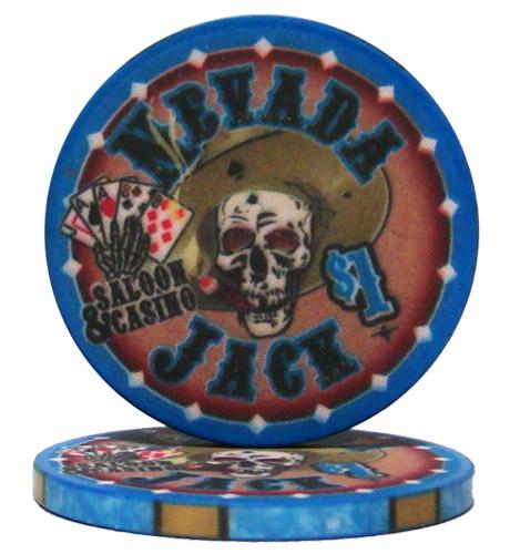 Bry Belly Cpnj-$1 25 Roll Of 25 - $1 Nevada Jack 10 Gram Ceramic Poker Chip