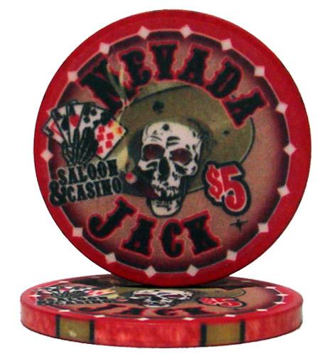 Bry Belly Cpnj-$5 25 Roll Of 25 - $5 Nevada Jack 10 Gram Ceramic Poker Chip