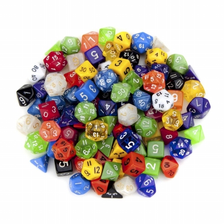 100 Plus Pack Of Random Polyhedral Dice With Free Pouch