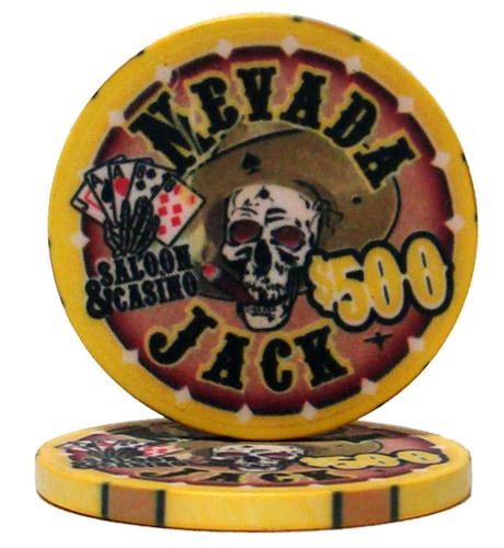 Bry Belly Cpnj-$500 25 Roll Of 25 - $500 Nevada Jack 10 Gram Ceramic Poker Chip