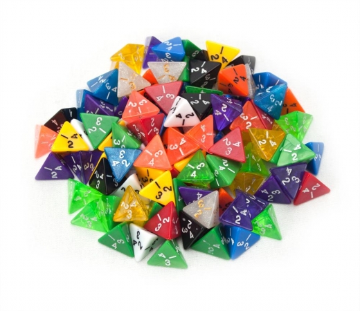100 Plus Pack Of Random D4 Polyhedral Dice In Multiple Colors