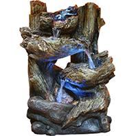 -tiered Log Fountain With Led Lights Win794s