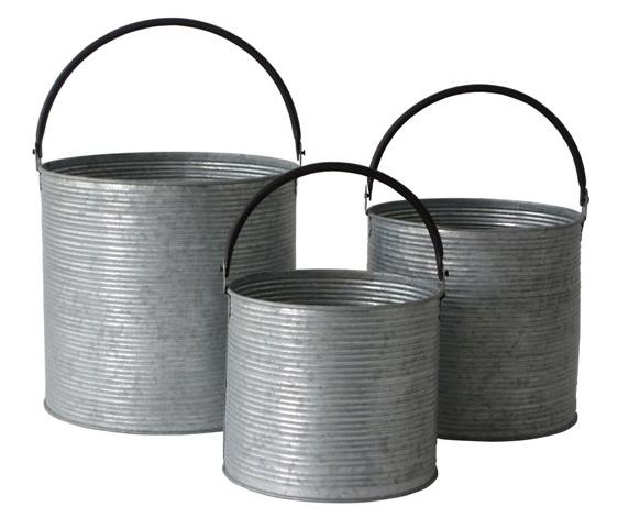 Fp-4000-3 Set Of 3 Metal Bucket With Handle