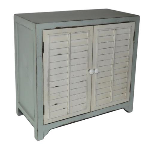 Fp-3895 Shabby Blue Cabinet With White Shutter Cabinet Doors
