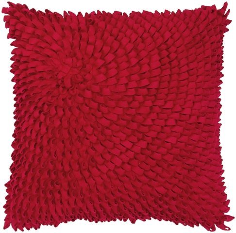 C744 Red Red Loops On Felt Pillow. Feather And Down Insert Included